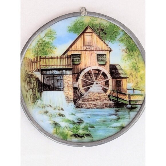 Vintage Slag Glass Windmill Sun Catcher Window Hanging Rustic Country Farmhouse - Picture 2 of 8